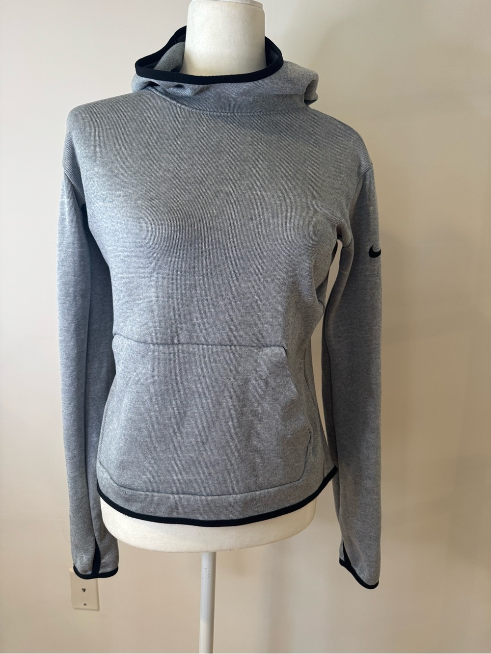 Nike Women's Light Gray Hooded Pullover with Black Trim